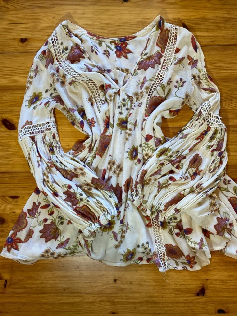 Free People Just the Two of Us Floral Tunic Dress in Cream Soft Coral Size Small
